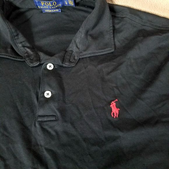 Polo RALPH LAUREN Custom Slim FIT Men's shirt Short Sleeve Collared Size L - Picture 4 of 9